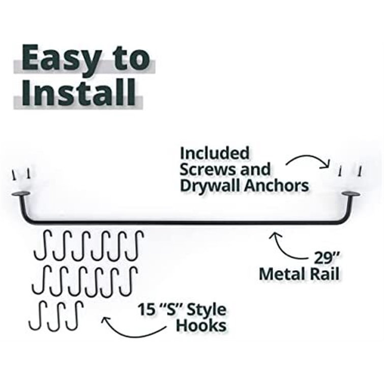 Prep & Savour Metal Straight Wall Mounted Pot Rack Wayfair Canada